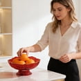 thumbnail image 3 of Plastic Fruit Plate 1Pcs Red Plastic Tall Legged Fruit Bowl Petal Shaped Snack Candy Nut Tray for Coffee Table Rkxzt, 3 of 8