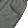 thumbnail image 5 of ManxiVoo Pantalon en Lin à Texture Froissée pour Femme Tenue de Vacances de Printemps Léger Jambe Droite Pantalon de Plage Taille g Gris, 5 of 5