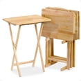 thumbnail image 1 of PJ Wood Plateaux-Tables Pliants pour Télé avec Étagère de Rangement Compacte Ensemble de Meubles 5 Pcs, 1 of 10