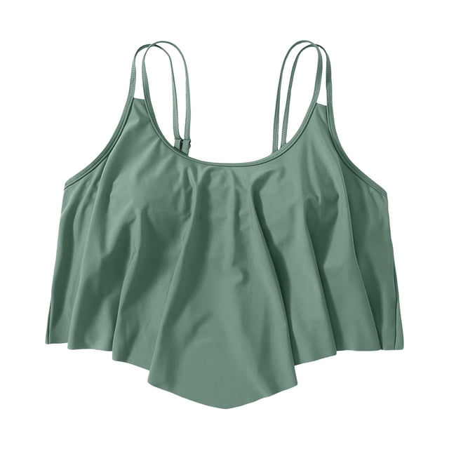 Women's Bikini Tops Full Coverage Tankini Top Double Layer Swim Bras Flounce Bathing Suit Tops With Ruffled