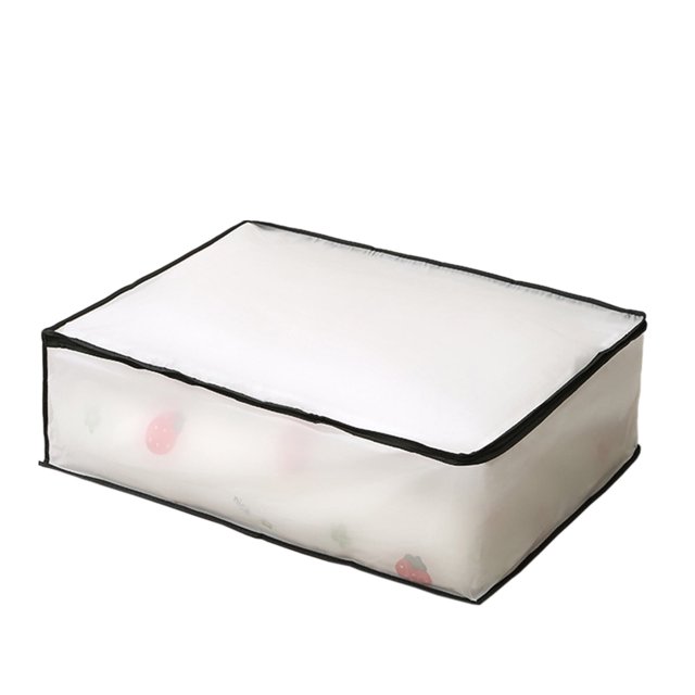 Folding Plastic Storage Box For Storage Under The Bed Odorless Moistureproof Trash Can Suitable For Pillows Coats Blankets White Translucent