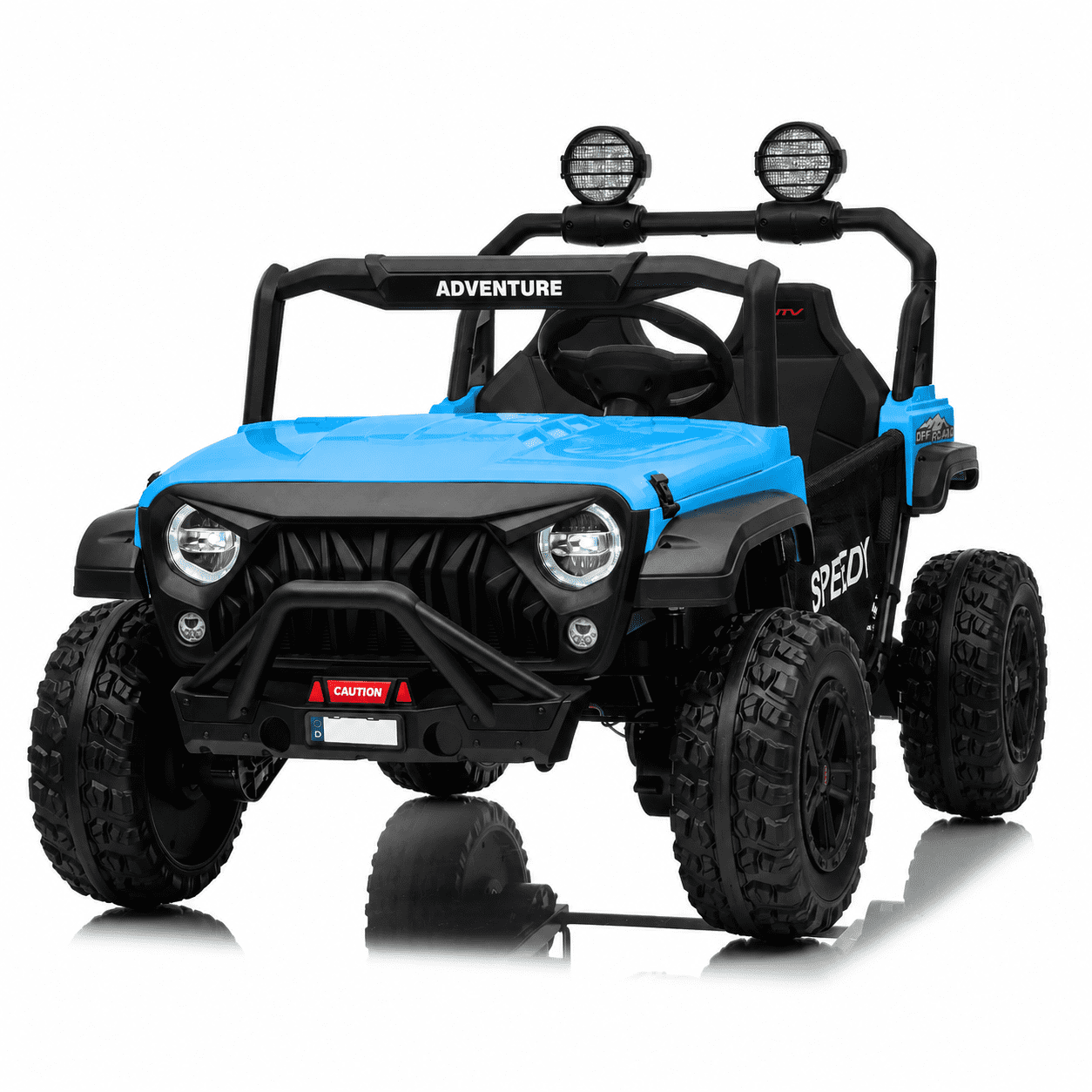 Kids on Wheelz HAVOC 3.0 24V 2-Seater Electric UTV Ride-On Car for Kids with Parent Remote Control, Reinforced Metal Frame, Quad Motors, LED Lights & Bluetooth Music, Blue