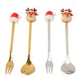 thumbnail image 4 of And 4Pcs Christmas Spoons And Forks Set Stainless Steel Cartoon Funny Mini Tableware Flatware Christmas Cutlery Set For Home Travel, 4 of 8