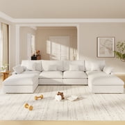 bokifol 156" Oversized U Shape Modular Sectional Sofa with Movable Ottomans,Modern Sectional Sofa for Living Room,Apartment,Office(Beige)