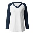 thumbnail image 4 of EQWLJWE Hauts à Manches Raglan pour Femmes Grande Taille à Blocs de Couleur Col en V Raglan Chandails à Manches Longues Décontractés d'Automne Chandails de Fête à Manches Raglan, 4 of 4