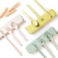 thumbnail image 3 of 1 Set Wheat Straw Spoon Chopsticks Fork Utensil Set Travel Camping Tableware Dishware Set Portable Kitchen Set for Kids (Beige), 3 of 8