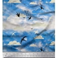 thumbnail image 1 of Soimoi Georgette Viscose Fabric Clouds & Flying Swift Bird Print Sewing Fabric Yard 42 Inch Wide, 1 of 3