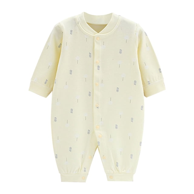 MeetoTime Baby Clothes Cotton Jumpsuits Buttons V-Neck Long Sleeved Long Newborn Infant Rompers Crawling Clothes