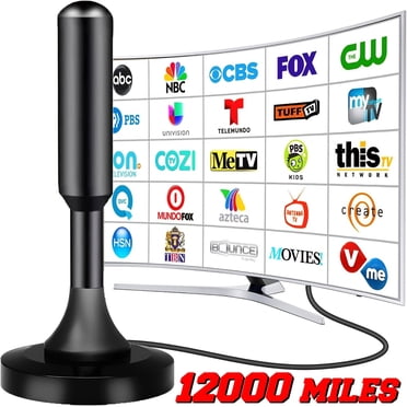 12000-mile HIDB smart TV indoor TV antenna, digital indoor high-definition antenna, with strong magnet base, easy to install, long-distance reception