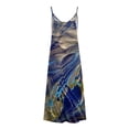 thumbnail image 4 of SMihono Robe Maxi Bohème d'Été pour Femmes Grande Taille Mode Femme Bretelles Taille Mi-Haute Col en V Sans Manches Rayée Imprimée Robe Longue de Plage, 4 of 5