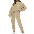 thumbnail image 1 of RKSTN 2 Piece Outfits for Women Fall Fashion Solid Color Pullover Pockets Sweatsuits Round Neck Sports Tops and Silm Long Pants Sets, 1 of 8
