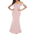 thumbnail image 3 of Women‘s Summer Long Evening Dress Solid Color Off Shoulder High Split Mermaid Hem Party Dress, 3 of 7