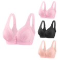 thumbnail image 2 of Timegard 3pc Wireless Bras for Women Front Closure Full Support Wide Strap Comfort Breathable Everyday Bra, 2 of 4