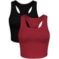 thumbnail image 1 of Charmo Crop Tank Tops for Women Built-in Shelf Bra Racerback Cotton Sports Crop Top 2 Pack, 1 of 6
