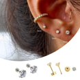 thumbnail image 3 of WIFKLSIIPG 316 Stainless Steel Four Inset Zircon Small Earrings Titanium Steel Ear Bone Jewelry, 3 of 7