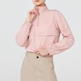 thumbnail image 2 of Timegard Hauts pour Femmes Col à Revers Fermeture Éclair Manches Longues Crop Top Cordon de Serrage Randonnée Plein Air Protection T-Shirt, 2 of 7