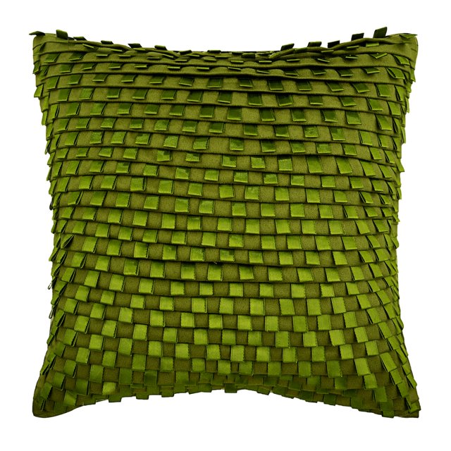 Housse de Coussin, Housse de Coussin Verte, Housse de Coussin Texturée à Plis Pincés avec Rubans et Boucles, Housse de Coussin 20x20 Pouces (50x50 cm), Taie d'Oreiller Moderne, Faux Suède Carré, Rayé - Go Green