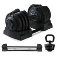 thumbnail image 1 of HolaHatha 3-in-1 Multifunctional Home Gym Workout Dumbbell Set, Black, 1 of 9