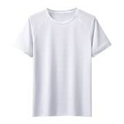 Ketyyh-chn99 Hommes T chemises Casual Solid Color Short Sleeve Tee Hommes T-Shirt manches longues Soft Classic Tee Men's T Shirts Blanc,L