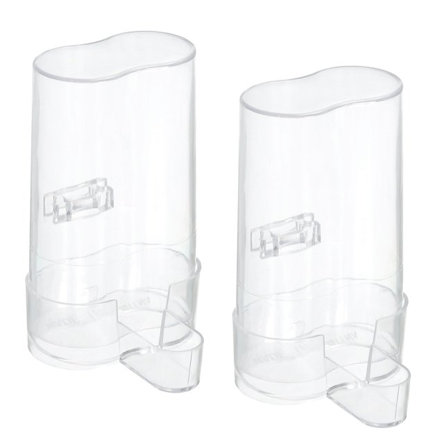 Unique Bargains Automatic Pigeon Feeder Mini Bird Cage Waterer Hanging Drinker Water Dispenser, Clear 2 Pack