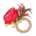 thumbnail image 2 of Aodebiao Set of 2 Napkin Rings Red Rose Napkin Rings Handicraft Flower Pink Flower Napkin Holder Wedding Napkin Holder Table Decoration for Mother Day Party, 2 of 6