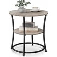 thumbnail image 1 of VASAGLE Table d'Appoint, Table d'Extrémité Ronde avec 2 Tablettes pour Salon, Chambre, Table de Chevet avec Acier pour Petits Espaces, Gris Grège et Noir Encre, 1 of 6