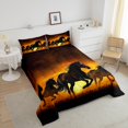 thumbnail image 4 of Erosebridal Ensembles de Literie 3D Cheval Double avec Couette, Insert de Couette Animal de Jungle, Décor Coucher de Soleil en Forêt, Réversible 3 Pcs, 4 of 7