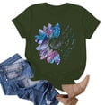 thumbnail image 2 of WEIYLL Womens T Shirts Letter Print Short Sleeve Crew Neck Dark Green Tees Sizes L, 2 of 4