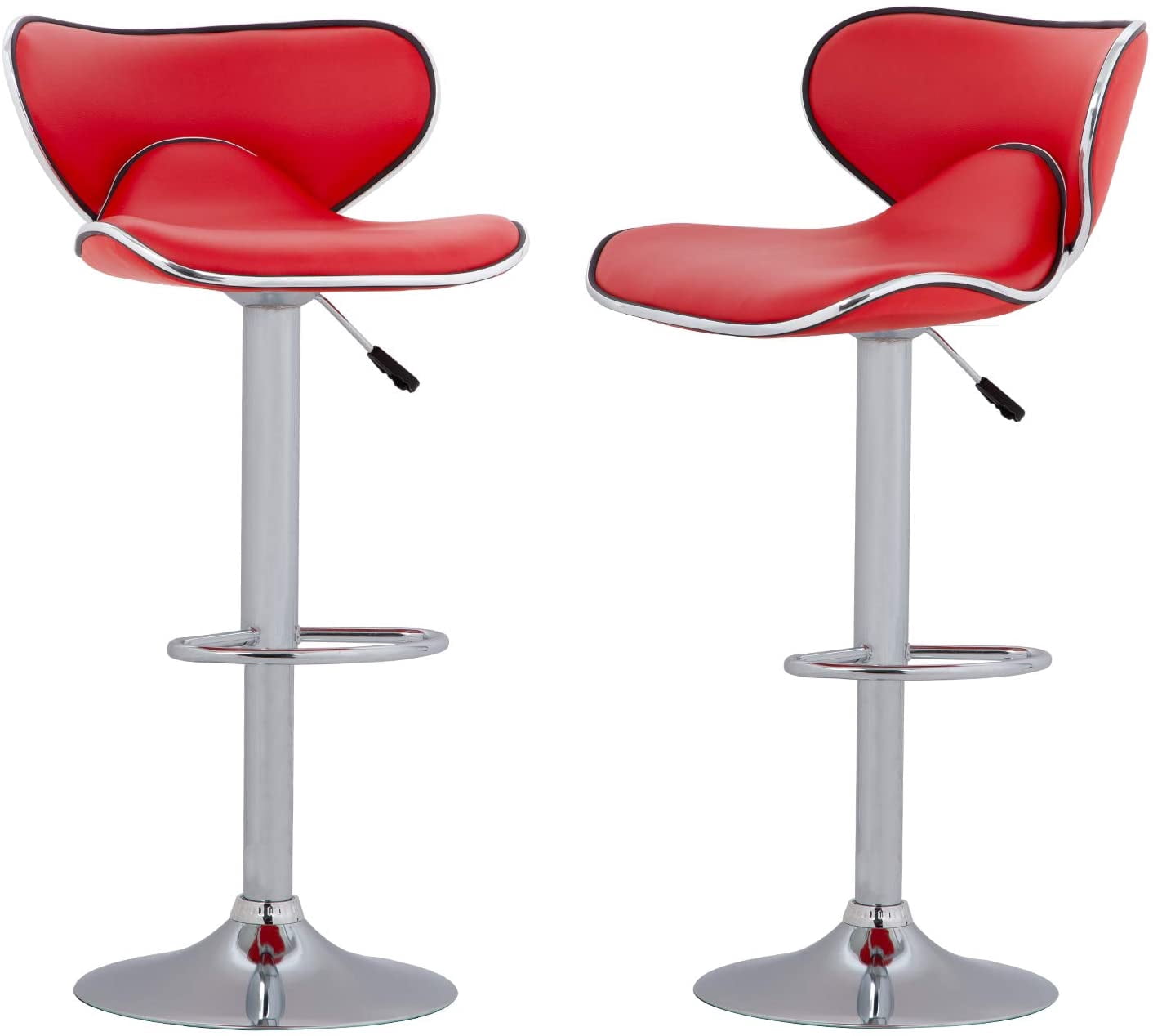 BestOffice Nouveaux Tabourets de Bar Pivotants Modernes Réglables en Similicuir - Ensembles de 2, Rouge