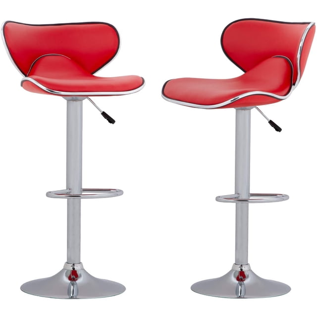 BestOffice Nouveaux Tabourets de Bar Pivotants Modernes Réglables en Similicuir - Ensembles de 2, Rouge