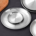 thumbnail image 3 of 2 Pcs Assiettes en Acier Inoxydable pour Camping pour Cuisine Extérieure et Pique-Niques 17x1,4 cm, 3 of 9