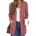 thumbnail image 1 of Innerwin Cardigan Sweater Long Sleeve Ladies Outwear Holiday Solid Color Soft Cardigans Red S, 1 of 3