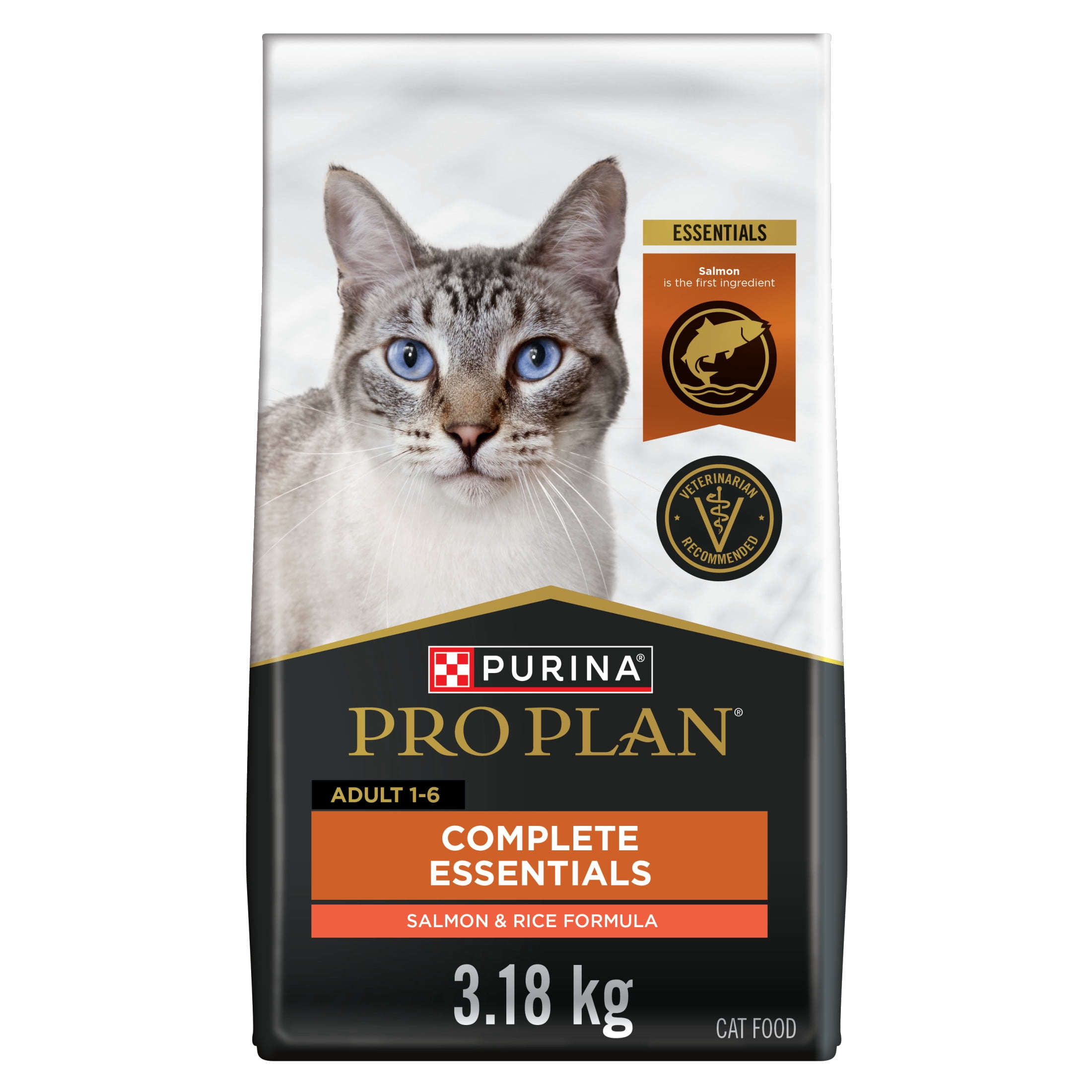 Purina Pro Plan Complete Essentials Salmon & Rice, Dry Cat Food, 3.18 kg