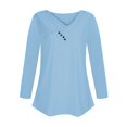 thumbnail image 4 of Timegard Womens Tops V-Neck Ruched Button Long Sleeve Solid Color Comfy Tee Dressy Casual Tunic Top, 4 of 4