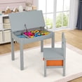 thumbnail image 4 of Gymax Kids Table and Chair Set Wood Activity Study Desk w/ Storage Drawer Hook Grey, 4 of 10