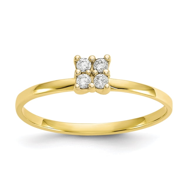 Bague de Promesse en Or Jaune 10K avec Oxydes de Zirconium
