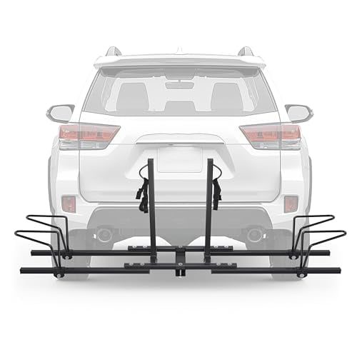 ECOTRIC Hitch Mount Bike Rack 2'' Receiver Bicycle 2-Bike Rack for SUV Van Truck Car RV Minivans, 200 LBS Capacity Platform Style for Mountain Bike E-Bike Steel