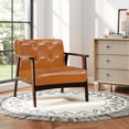thumbnail image 2 of Costway 2PCS Accent Chair Button Tufted Mid-century Modern Lounge Chair with Armrest Caramel, 2 of 9