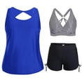thumbnail image 2 of ShomPort Womens Swim Set 3 Piece Tankini Top and Swim Bra with Side Drawstring Boy Shorts Swimsuits, 2 of 6