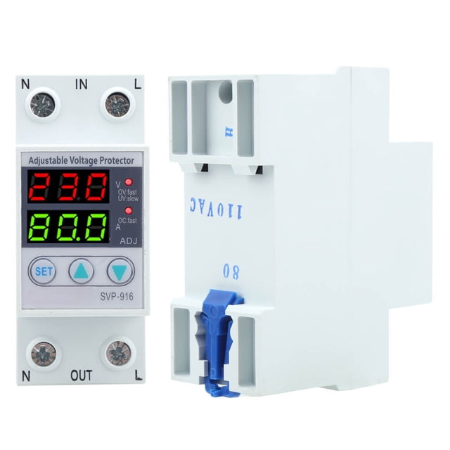 SVP 916 Adjustable Voltage Protector, Overvoltage Undervoltage Protection with Voltage Display, for 100 130VAC 40A 63A 80A Power Supply