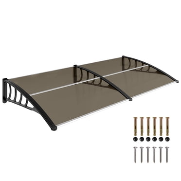 Outsunny Auvent de Fenêtre, Auvent de Porte, Couverture de Patio Extérieur en Polycarbonate pour Porte d'Entrée, Abri Solaire, Drap Creux pour Protection contre les UV, la Pluie, la Neige et la Lumière du Soleil, Brun, 40 Pouces x 80 Pouces
