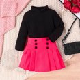 thumbnail image 2 of Penkiiy Ensemble Jupe Plissée 3 Pcs pour Tout-Petites Filles Tenue d'Automne Hiver pour Filles Robe Douillette Ensemble de Vêtements avec Béret 4-5 Ans Noir, 2 of 8