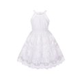 thumbnail image 1 of Robe Fille Blanc Cassé Brodée Fleur Robe Dos Nu Mariage Fête 8 Ans, 1 of 6