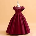 thumbnail image 3 of RXIRUCGD 2025 Vêtements d'Été pour Enfants Robe pour Enfants Couleur Unie Satin Robe Princesse Fête d'Anniversaire Mode Spectacle Robe Piano, 3 of 8
