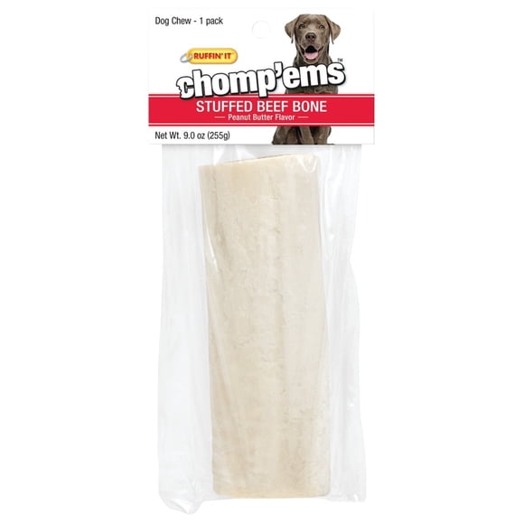 Rhode Island 75220 RuffinIt ChompEms Dog Chews, Stuffed Beef Bone, 9 Oz