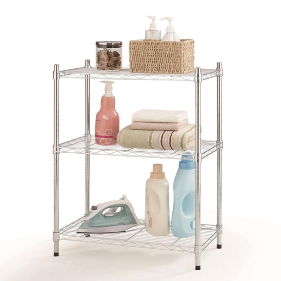Hyper Tough 3 Tier Wire Shelving, Chrome Color, 250lbs Loading Capacity for Each Shelf