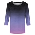 thumbnail image 5 of Cinvoph T-Shirts d'Été Imprimés pour Femmes Manches 3/4 Col Rond Dégradé Hauts Chandail Ample Blouses de Vacances, 5 of 5