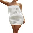 thumbnail image 1 of Tassel Mini Dress for Women‘s Summer with Strapless Design, 1 of 6