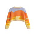 thumbnail image 3 of Cardigan Court à Boutons pour Femmes, Manches Longues, Tricot à Blocs de Couleur, Col à Revers, Tenue de Printemps et d'Automne, 3 of 6