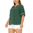 thumbnail image 4 of Agnes Orinda Women's Plus Size Blouses Pin Dots V Neck Ruffle Short Sleeve Spring Summer Boho Tops 1X Green, 4 of 6